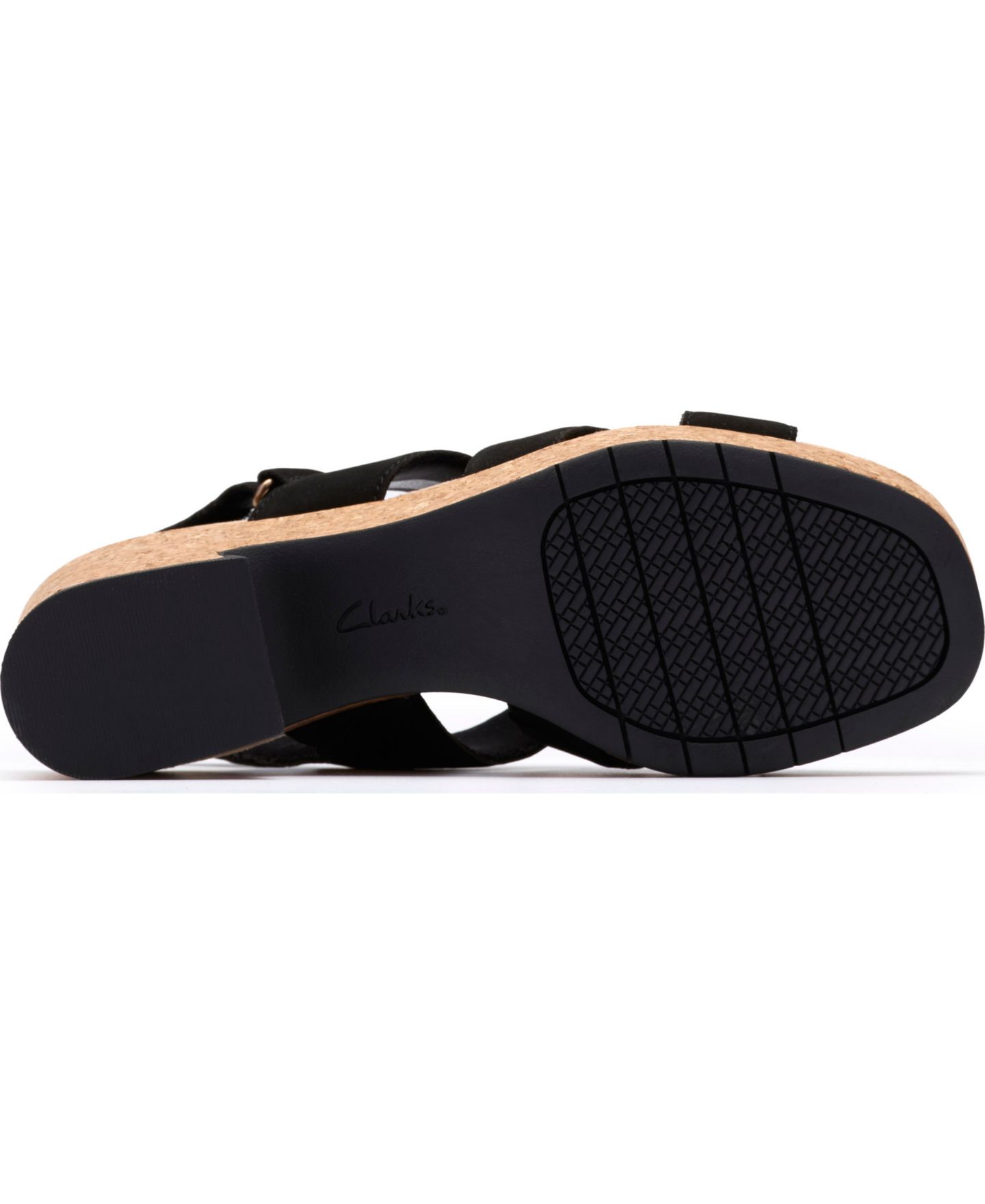 Женские сандалии Clarks Nerisa Grace Round Toe Wedge, цвет: Чёрный нубуковый — фото 6