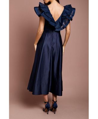 Women's Frill Shoulder Midi Dress