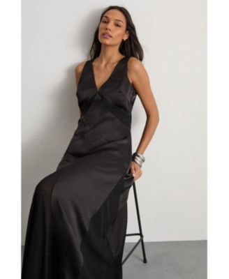 Women's Satin And Chiffon Mix Midaxi Dress