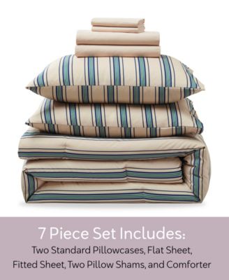 Luxury Soft Modern Striped Design 7-Pc. Comforter Set, King