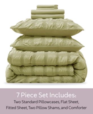 Luxury Soft Seersucker Design 7-Pc. Comforter Set, Queen