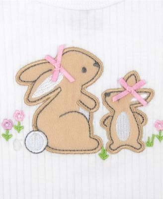 Baby Girls' Bunnies Short-Sleeve Bodysuit and Pants, 4-Piece Set