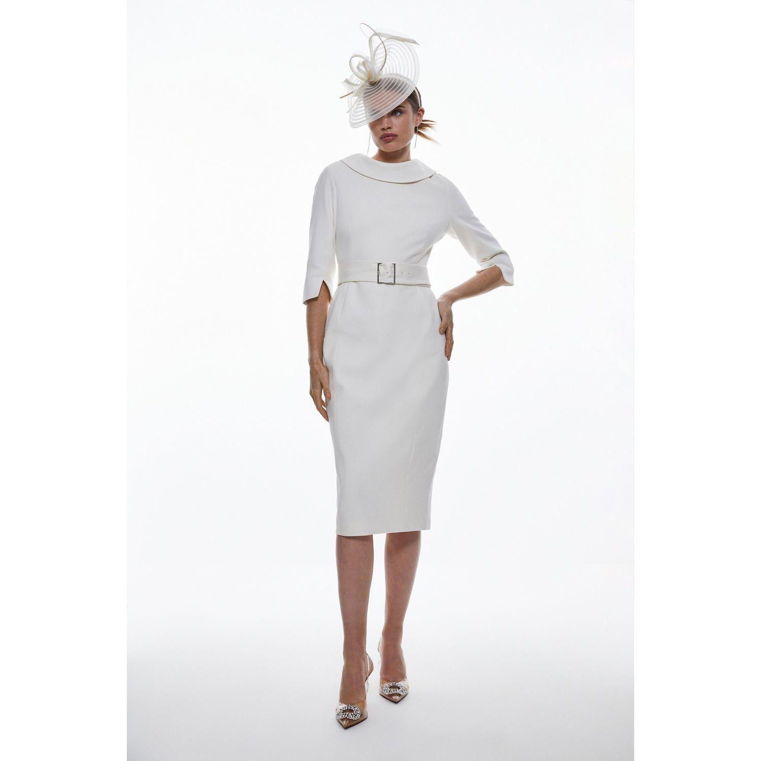 Women's Crepe Roll Neck Pencil Midi Dress