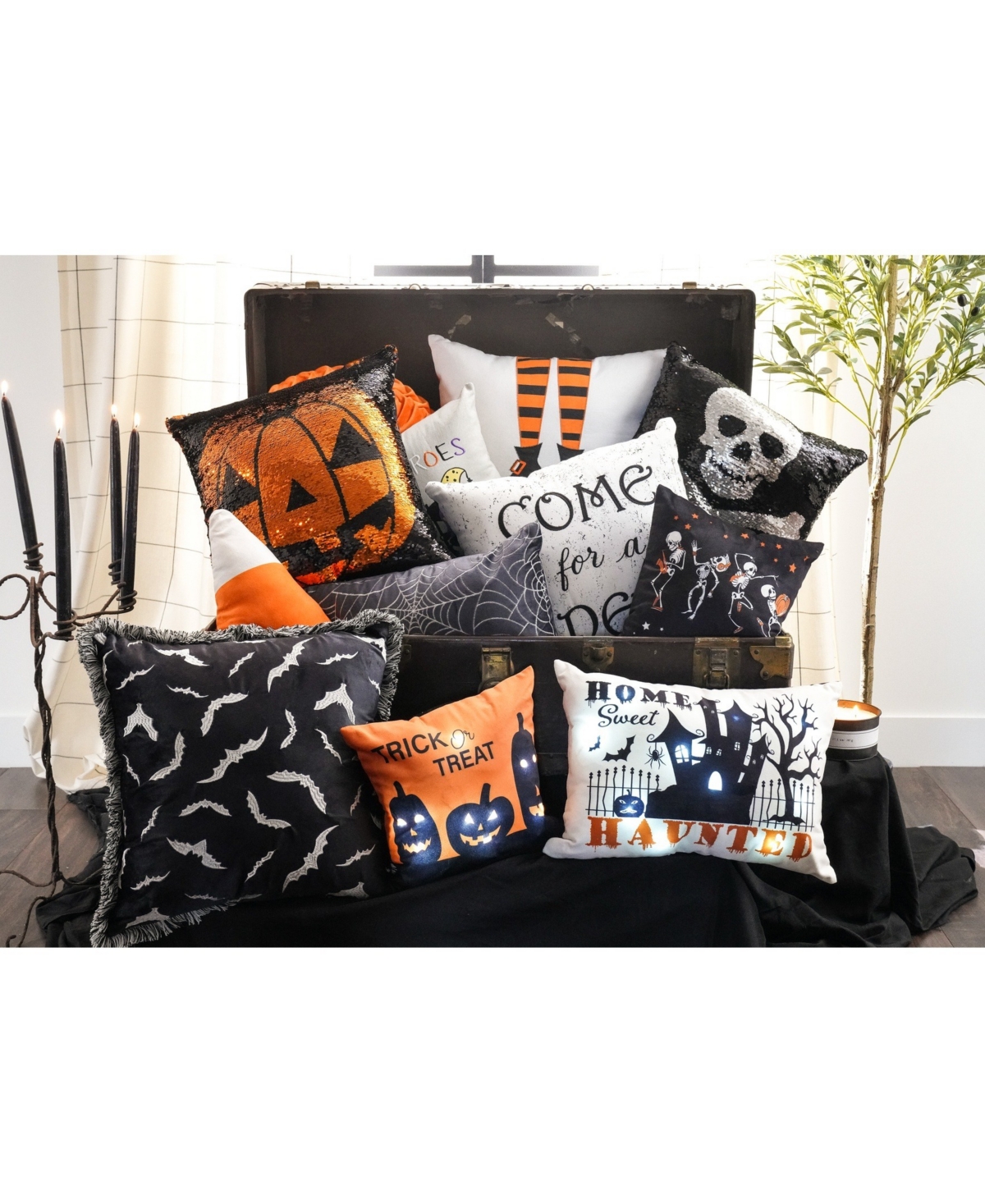 Lush Decor Rocking Skeleton Decorative Pillow, 12" x 12"
