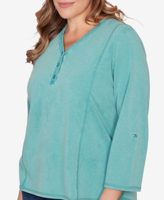 Plus Size Lace Applique French Terry Top