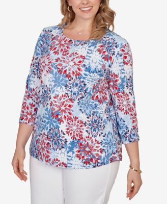 Plus Size Floral Medallion Knit Top