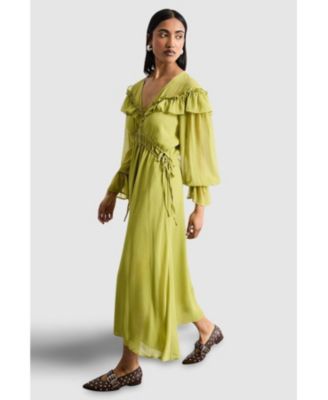 Women's Ruffle Shoulder Detail Boho Maxi Dress