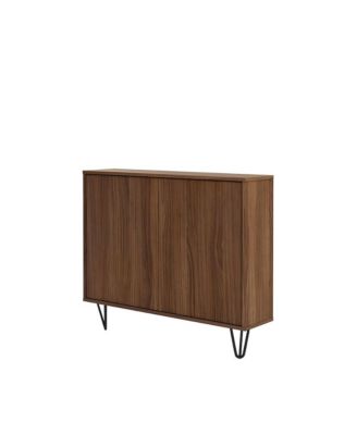 Slim 2-Door Storage Accent Cabinet, Floating And Wall Mount Bar.