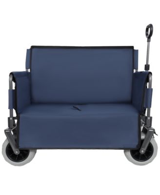 Folding Wagon - Heavy-Duty Wagon Cart with All-terrain Wheels and Bench Seat, 500lbs Capacity for Camping and Beach.