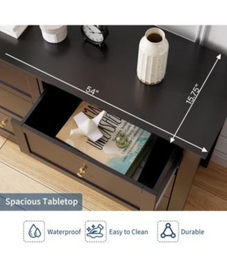 Modern 6 Drawer Dresser for Bedroom, 54" Wide Wooden Dressers with Large Storage