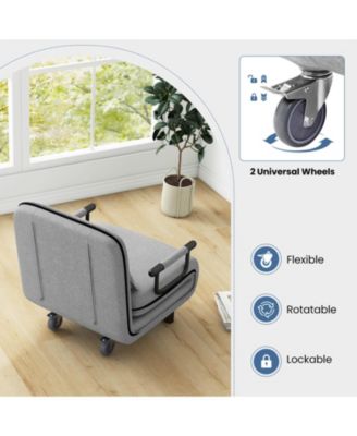 3-in-1 Convertible Sofa Bed with 5-Position Adjustable Backrest & Lumbar Pillow