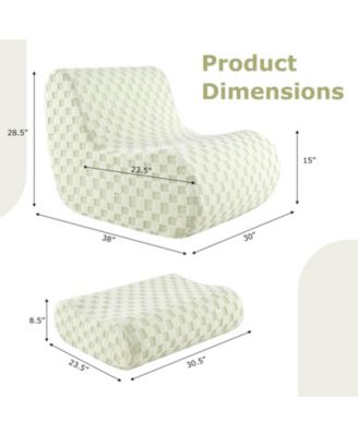 Bean Bag Chair with Ottoman High Elasticity Sponge Non-slip Bottom & Velvet Cover