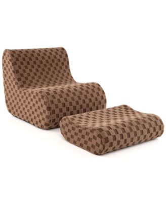 Bean Bag Chair with Ottoman High Elasticity Sponge Non-slip Bottom