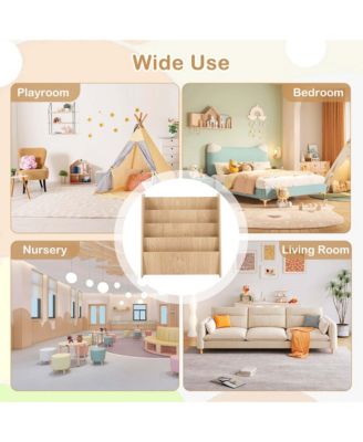 4-tier Kids Wooden Bookshelf Toddlers Book Rack with Deep Shelves