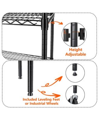 4 Tier Heavy Duty Wire Storage Shelves with Wheels, Adjustable Utility Storage Rack, 2400 lbs Capacity for Garage