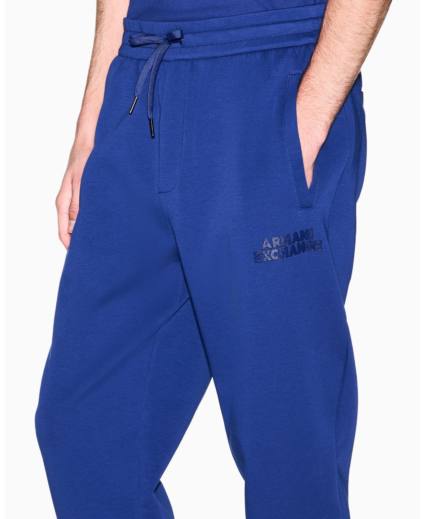 Мужские брюки A|X Armani Exchange Elevated Logo Fleece Jogger, цвет: Синий — фото 3