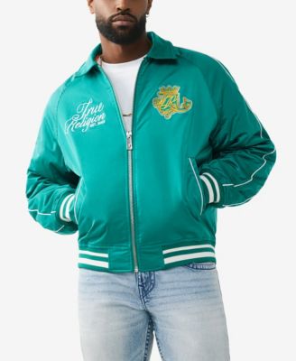 Men's Crest Satin Retro Bomber Jacket