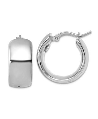 Solid 18k Yellow or White Gold Italian 19x9mm Wide Round Hoop Earrings