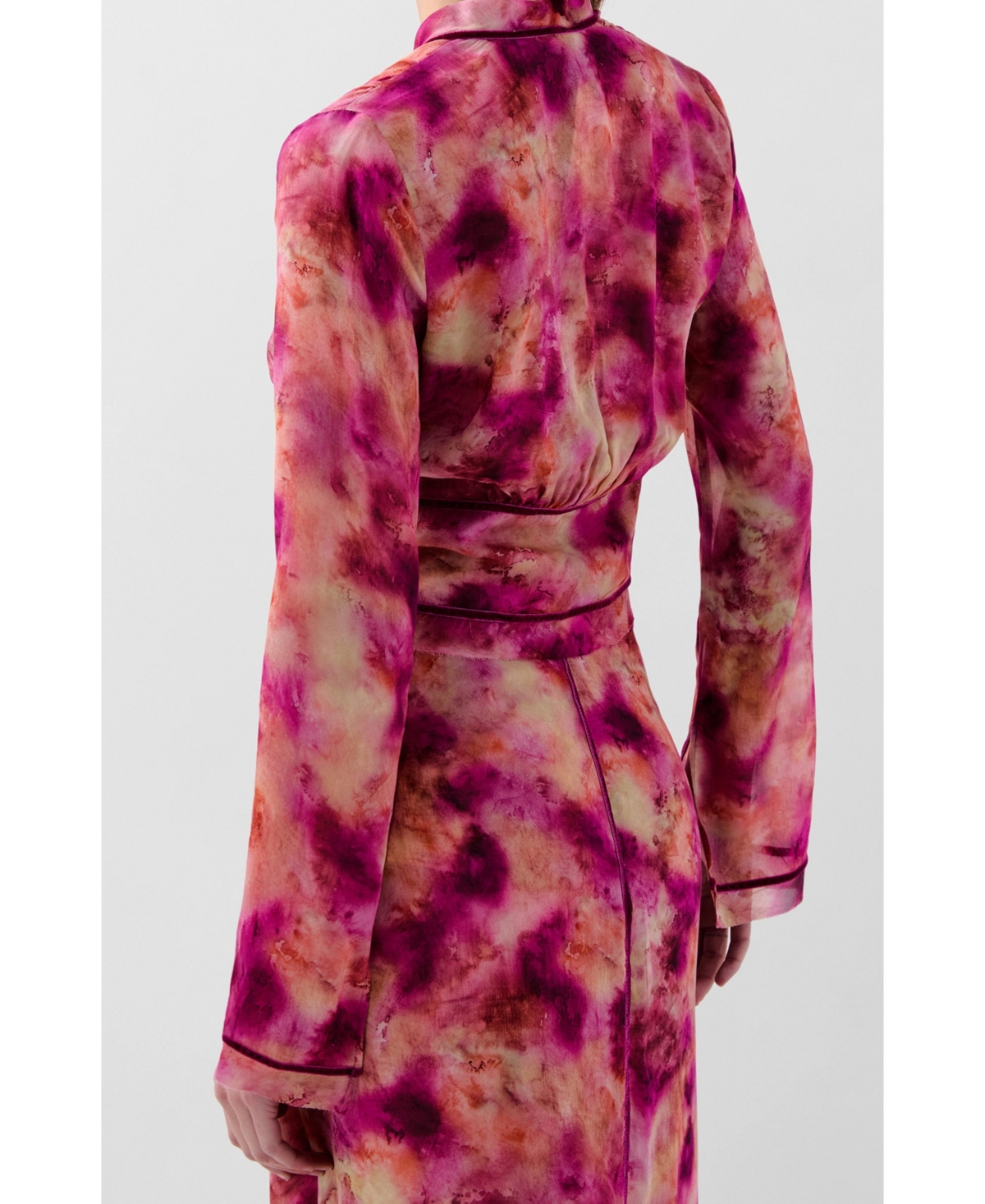 Scalpers Women's Tie Velvet Print Shirt