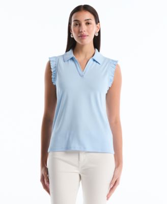 Petite Ruffle Sleeveless Polo Shirt