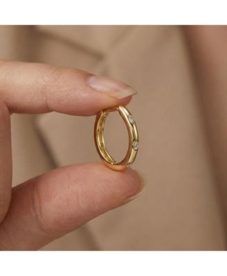 Dainty 14K Gold Plated Cubic Zirconia Huggie Hoop Earrings