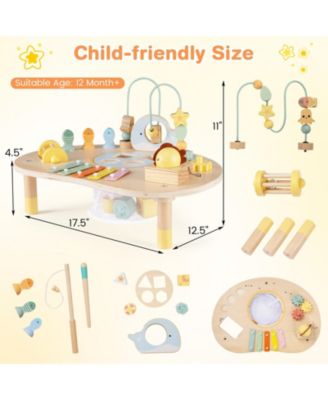 7-in-1 Montessori Toddler Activity Table, Wooden Musical Sensory Table, 12M+