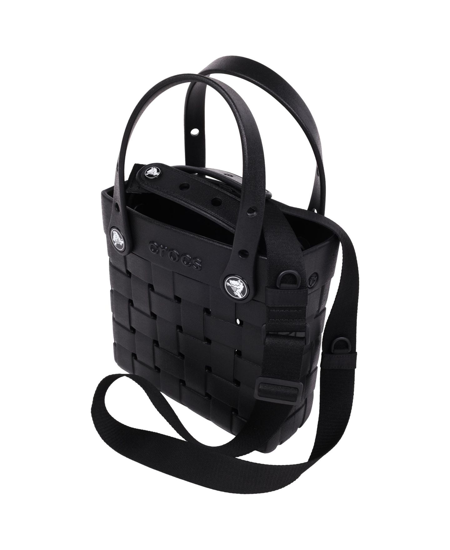 Женская сумка Crocs Small Woven Style Crocssbody Tote with Top Handles and removeable Crocssbody strap, цвет: Чёрный — фото 8