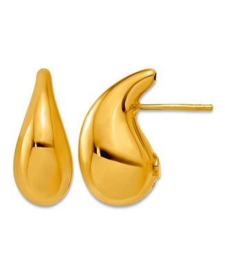 Solid 18k Yellow Gold Italian 20x9.4mm Puffed Teardrop Dangle Earrings