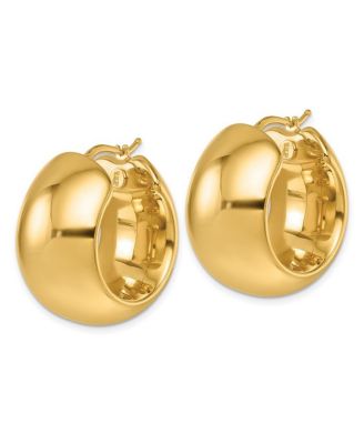 Solid 18k Yellow Gold Italian 27x15mm Puffed Wide Round Hoop Earrings