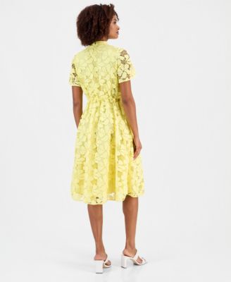 Women's Lace Button-Front Short-Sleeve Dress