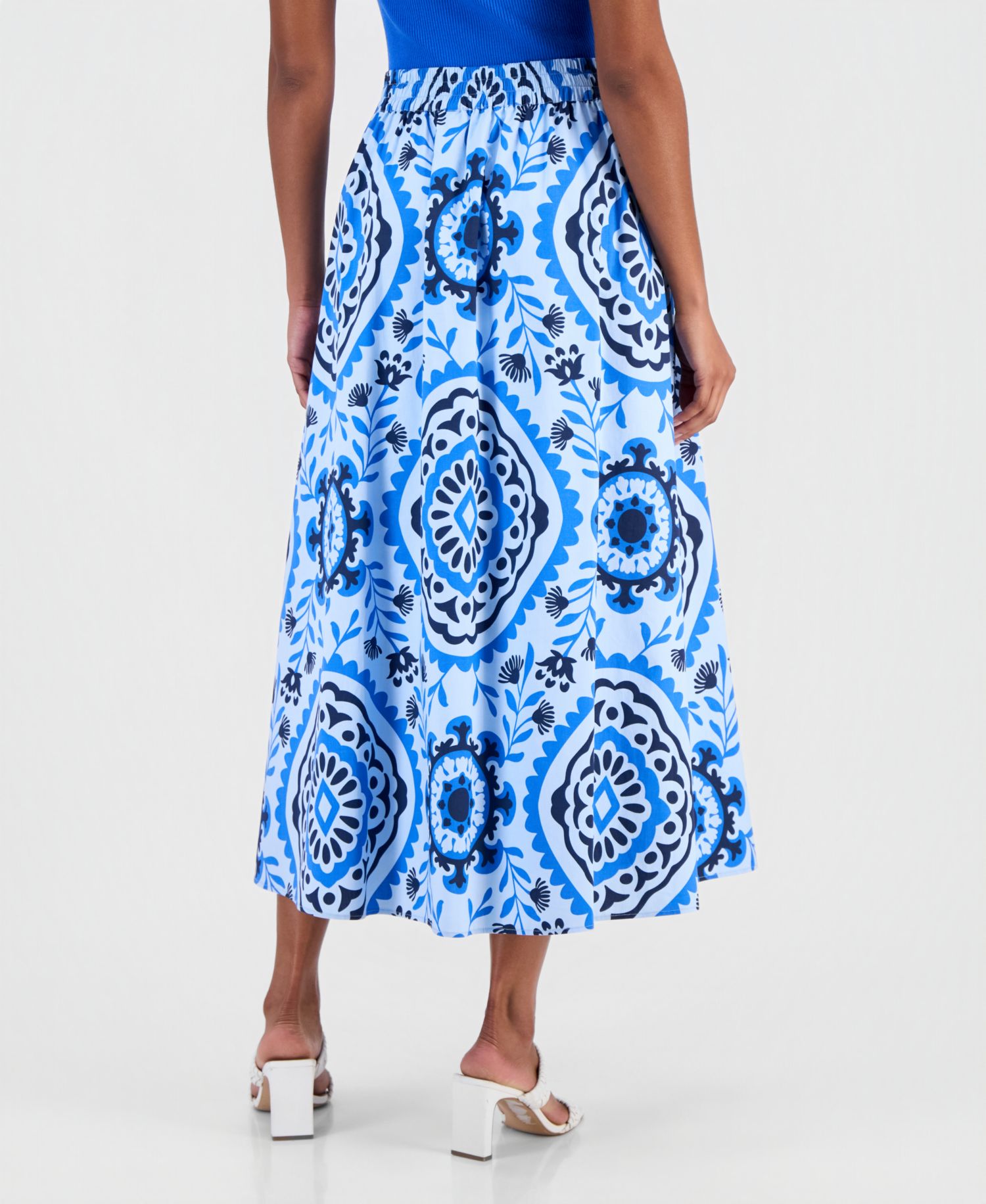 Women's Printed Pull-On Midi Skirt