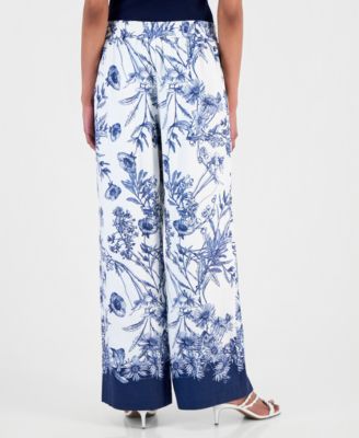 Women's Printed Wide-Leg Pull-On Pants