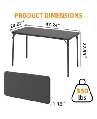 Folding Table, 47 Inch Card Table with PU Padded Tabletop, Portable Multifunctional Game Table