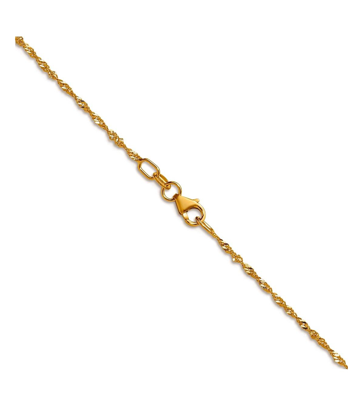 Curata Jewelry Solid 18k Gold Italian 1.35mm Sparkle-Cut Singapore Chain Necklace 16