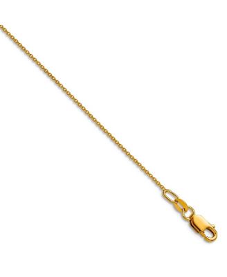 Solid 18k Yellow Gold Italian Polished 0.9mm Cable Chain Necklace - 16 -20 Inches