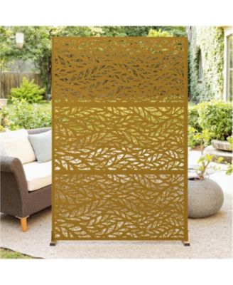 Outdoor Privacy Screen, 72"x47", Metal Freestanding Patio Divider for Garden, Deck & Balcony