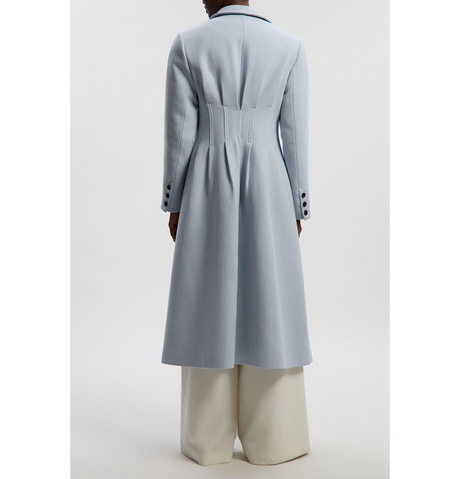 Women's Corset Detail Full Skirted Maxi Coat