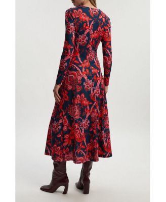 Women's Paisley Jersey Crepe Twist Maxi Dress