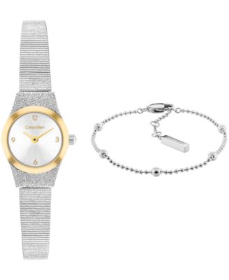 Women's CK Contemporary Silver Tone Stainless Steel Bracelet Gift Set Watch, 18mm