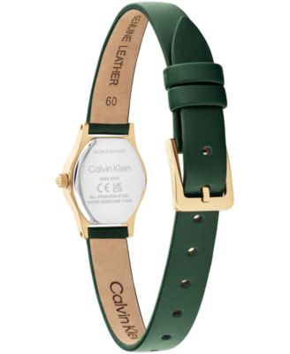 Women's CK Contemporary Green Leather Strap Watch, 18mm
