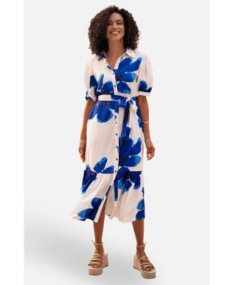 Women's Scattered Floral Shirt Dress