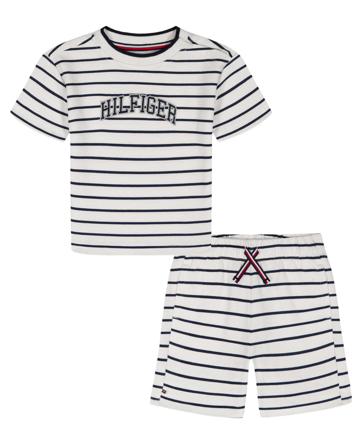 Детский комплект-двойка Tommy Hilfiger: футболка и шорты French Terry в полоску — фото 1