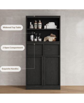 Tall Freestanding Bathroom Cabinet, 51" H, Doors & 2 Drawers, Organizer for Bathroom, Living Room, Kitchen & Pantry