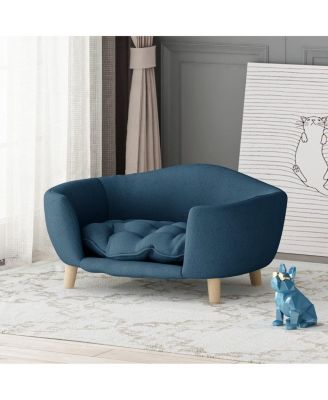 Fabric Dog Sofa with Rubber Wood Legs for Small Breeds