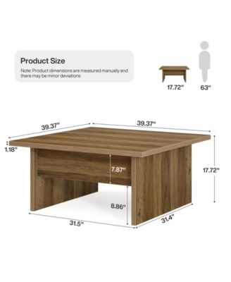 Square Coffee Table, 39.4-Inch Farmhouse Cocktail Tea Center Table for Living Room