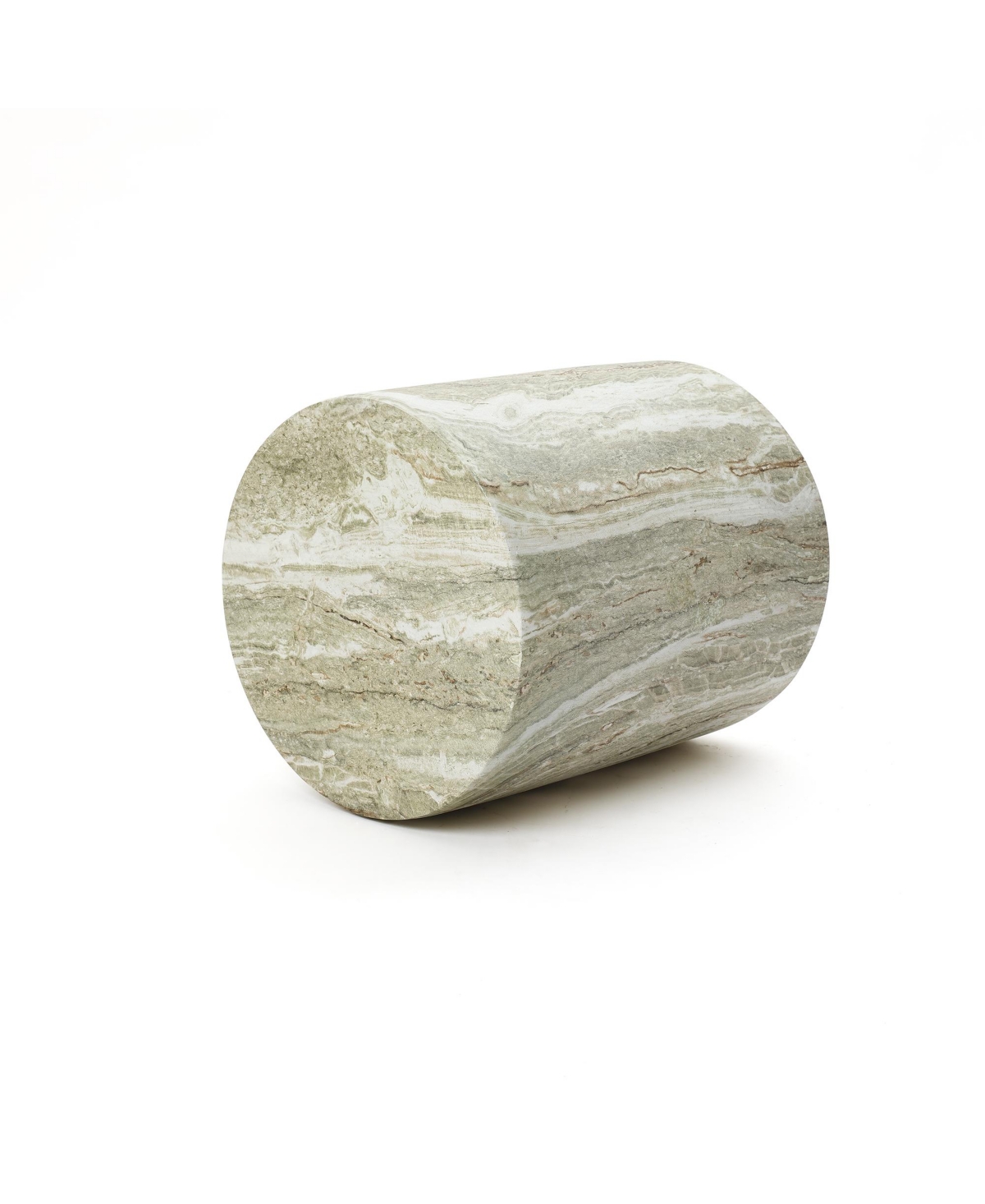 LuxenHome 17.9" Round Outdoor Accent Table, Marbled Look Patio Side Table for Indoor Outdoor Use