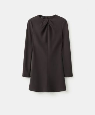 Women's Draped Neck Long-Sleeved Dress