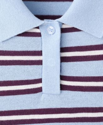 Women's Striped Polo-Neck Sweater