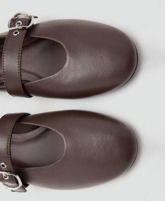 Women's Buckle Strap Leather Ballerina