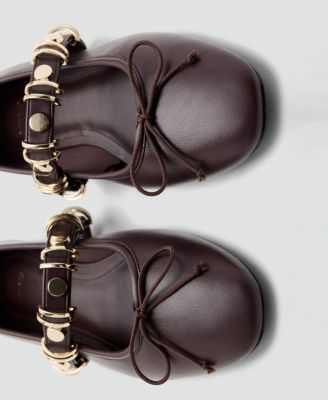 Women's Metallic Strap Details Ballet Flats